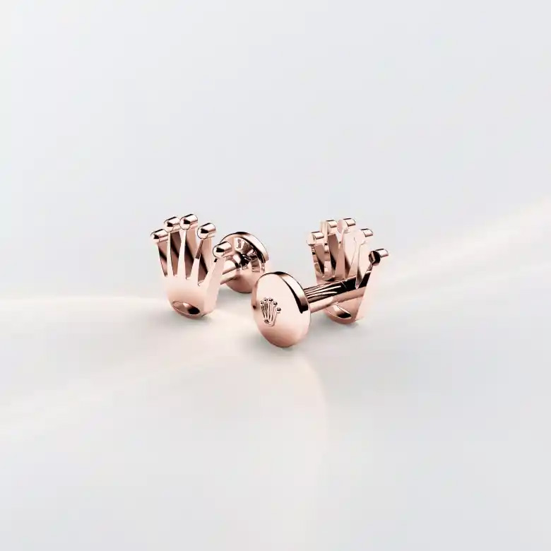 Rolex ‘Crown’ cufflinks in Everose gold, A1015 at Crisson