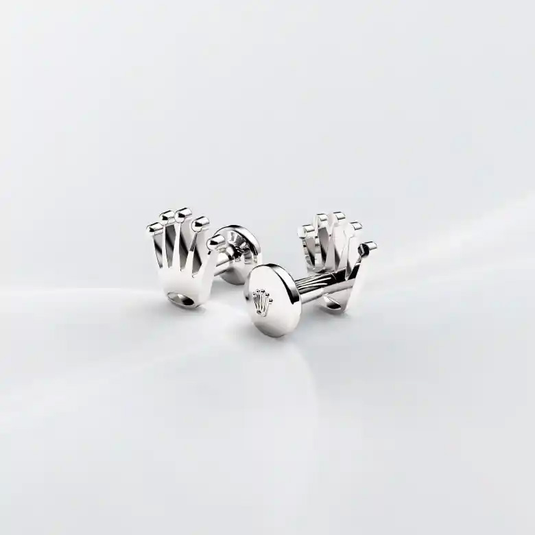 Rolex ‘Crown’ cufflinks in white gold, A1019 at Crisson
