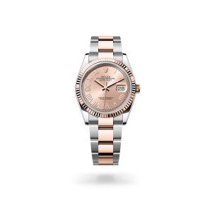 Rolex Datejust 36 in Oystersteel and Everose gold with a Rosé-colour dial with diamonds, fluted bezel, and Oyster bracelet - Crisson