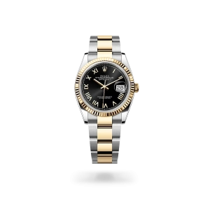Rolex Datejust 36 in Oystersteel and yellow gold with Bright black dial, and Oyster bracelet - Crisson