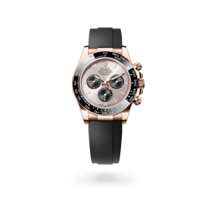 Rolex Cosmograph Daytona in Everose gold with Sundust and bright black dial, black monobloc Cerachrom bezel, and Oysterflex bracelet - Crisson