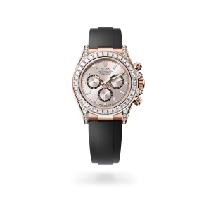 Rolex Cosmograph Daytona in Everose gold and diamonds with Sundust and bright black dial, bezel set with diamonds, and Oysterflex bracelet - Crisson
