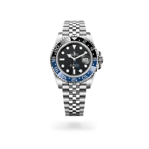 Rolex GMT-Master II in Oystersteel, black dial, bidirectional rotatable 24-hour graduated  bezel, and Jubilee bracelet, m126710blnr-0002 - Crisson