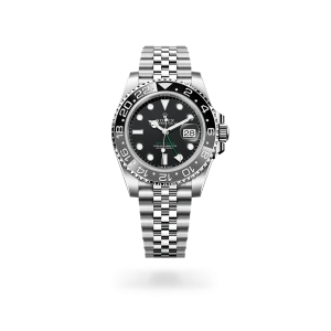 Rolex GMT-Master II in Oystersteel with a black dial, bidirectional rotatable 24-hour graduated  bezel, and Jubilee bracelet - Crisson