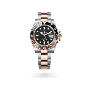 Rolex GMT-Master II in Oystersteel and Everose gold with a black dial, bidirectional rotatable 24-hour graduated  bezel, and Oyster bracelet - Crisson