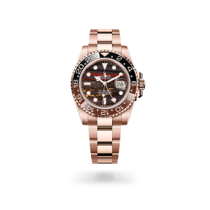 Rolex GMT-Master II in Everose gold with a Tiger iron dial, bidirectional rotatable 24-hour graduated  bezel, and Oyster bracelet - Crisson
