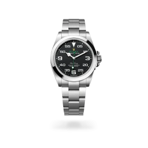 Rolex Air-King in Oystersteel with a black dial, smooth bezel, and Oyster bracelet - Crisson