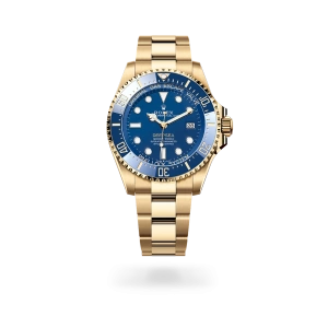 Rolex Deepsea in yellow gold with a blue dial, Cerachrom insert in blue ceramic bezel, and Oyster bracelet - Crisson
