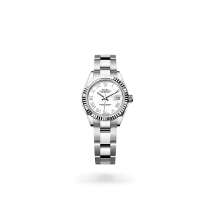 Rolex Lady-Datejust 28 in Oystersteel and Everose gold with a white dial, fluted bezel, and Oyster bracelet - Crisson