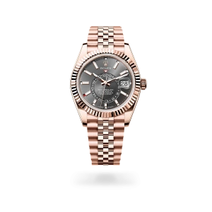 Rolex Sky-Dweller in Everose gold with a Slate dial, fluted bezel, and Jubilee bracelet - Crisson