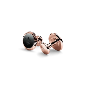 Rolex ‘Fluted’ cufflinks in Everose gold and ceramic , A1035 at Crisson