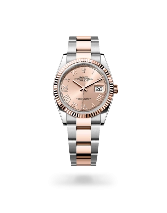 Rolex Datejust 36 in Oystersteel and Everose gold with a Rosé-colour dial with diamonds, fluted bezel, and Oyster bracelet - Crisson