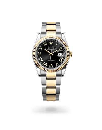 Rolex Datejust 36 in Oystersteel and yellow gold with Bright black dial, and Oyster bracelet - Crisson