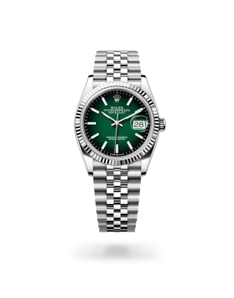 Rolex Datejust 36 in Oystersteel and white gold with a Green ombré dial, fluted bezel, and Jubilee bracelet, m126234-0059 - Crisson