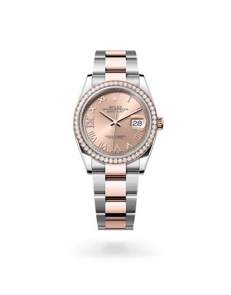 Rolex Datejust 36 in Oystersteel, Everose gold and diamonds with a rosé-colour dial with diamonds, bezel with diamonds, and Oyster bracelet - Crisson