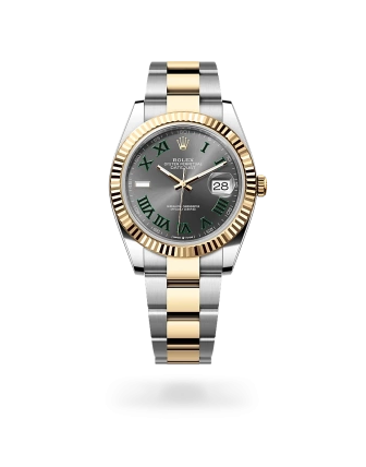 Rolex Datejust 41 in Oystersteel and yellow gold with a Slate dial, fluted bezel, and Oyster bracelet - Crisson