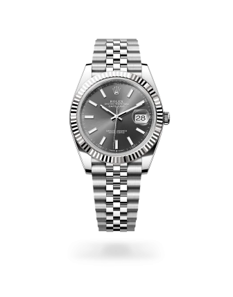 Rolex Datejust 41 in Oystersteel and white gold with a Slate dial, fluted bezel, and Jubilee bracelet - Crisson