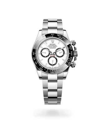 Rolex Cosmograph Daytona in Oystersteel with a white, black counter rings dial, black monobloc Cerachrom bezel, and Oyster bracelet - Crisson