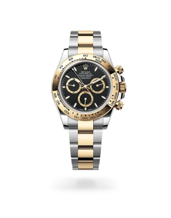 Rolex Cosmograph Daytona in Oystersteel and yellow gold with a black, golden counter rings dial, fixed bezel, and Oyster bracelet - Crisson
