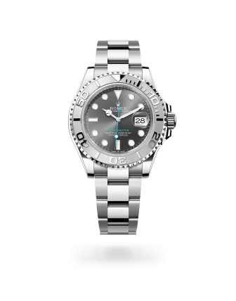 Rolex Yacht-Master 40 in Oystersteel and platinum with a Slate dial, platinum bezel, and Oyster bracelet - Crisson