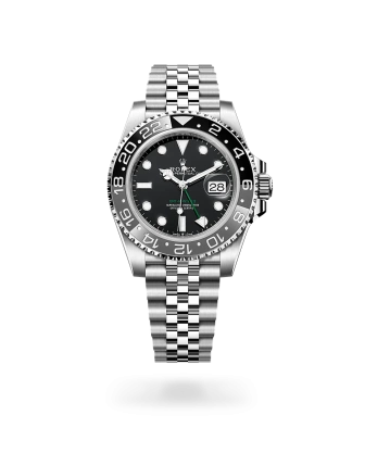 Rolex GMT-Master II in Oystersteel with a black dial, bidirectional rotatable 24-hour graduated  bezel, and Jubilee bracelet - Crisson