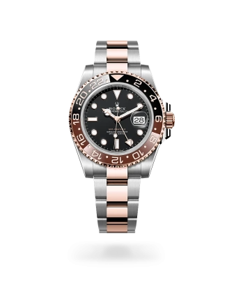 Rolex GMT-Master II in Oystersteel and Everose gold with a black dial, bidirectional rotatable 24-hour graduated  bezel, and Oyster bracelet - Crisson
