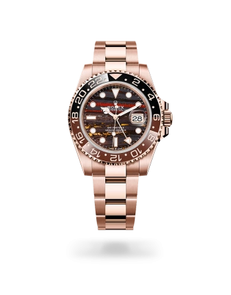 Rolex GMT-Master II in Everose gold with a Tiger iron dial, bidirectional rotatable 24-hour graduated  bezel, and Oyster bracelet - Crisson