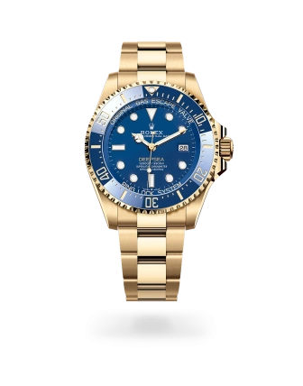 Rolex Deepsea in yellow gold with a blue dial, Cerachrom insert in blue ceramic bezel, and Oyster bracelet - Crisson