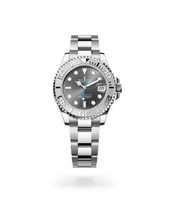 Rolex Yacht-Master 37 in Oystersteel and platinum with a Slate dial, platinum bezel, and Oyster bracelet - Crisson