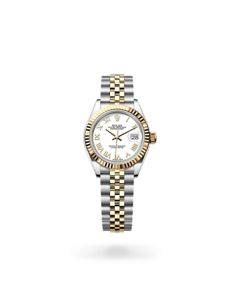 Rolex Lady-Datejust 28 in Oystersteel and yellow gold with a  White dial, fluted bezel, and Jubilee bracelet, m279173-0023 - Crisson