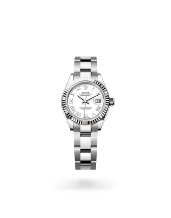 Rolex Lady-Datejust 28 in Oystersteel and Everose gold with a white dial, fluted bezel, and Oyster bracelet - Crisson