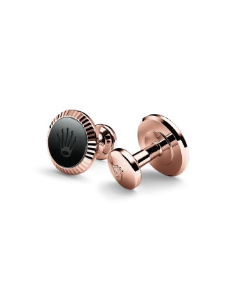 Rolex ‘Fluted’ cufflinks in Everose gold and ceramic , A1035 at Crisson