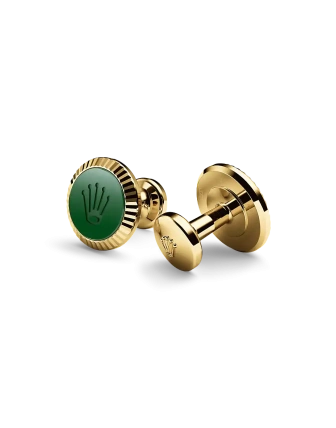 Rolex ‘Fluted’ cufflinks in yellow gold and ceramic , A1038 at Crisson