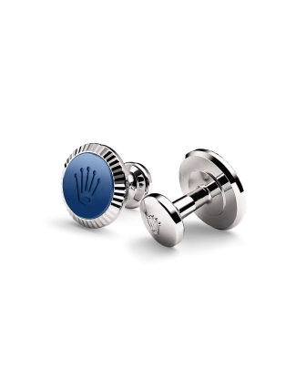 Rolex ‘Fluted’ cufflinks in white gold and ceramic , A1039 at Crisson