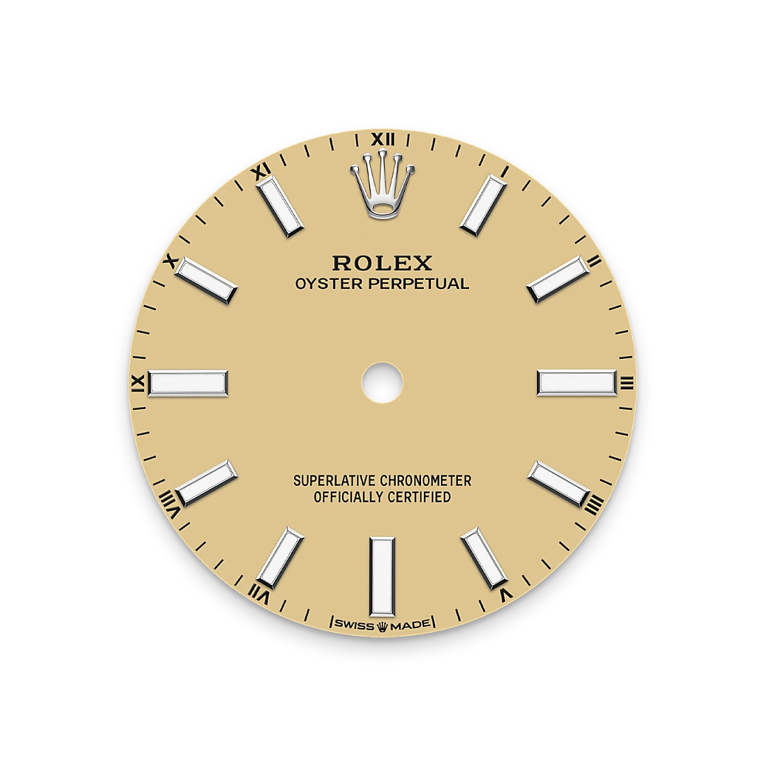 Rolex Oyster Perpetual 34 in Oystersteel with a beige dial, domed  bezel, and Oyster bracelet, m124200-0007 - Crisson