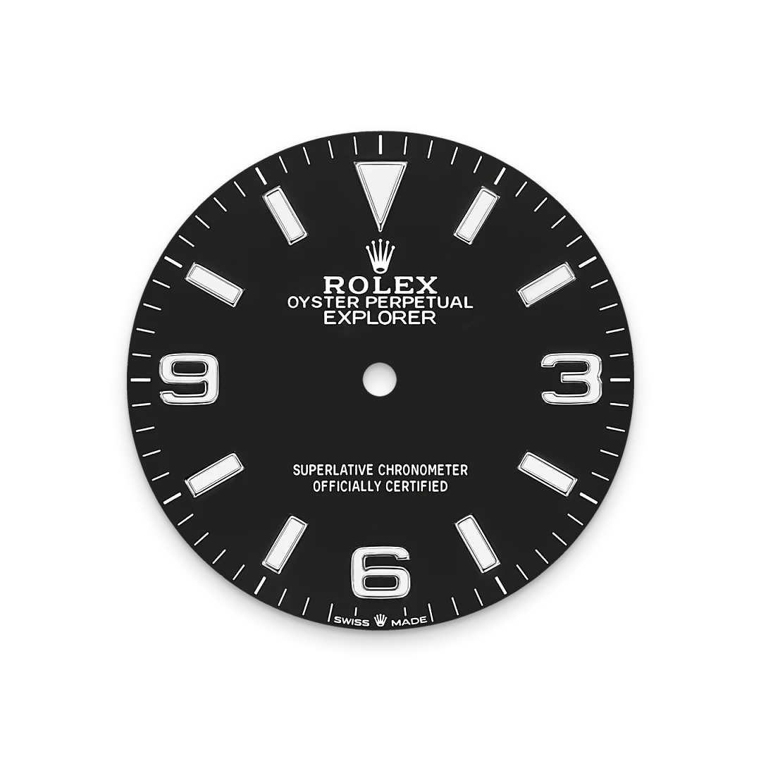 Rolex Explorer 36 in Oystersteel with a white dial, smooth bezel, and Oyster bracelet, m124270-0001 - Crisson