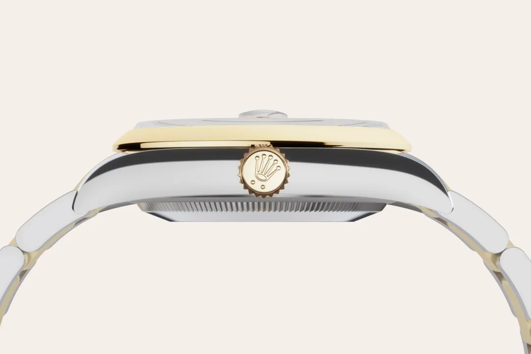 Rolex Datejust 36 in Oystersteel and yellow gold with a white dial, domed bezel, and Oyster bracelet - Crisson