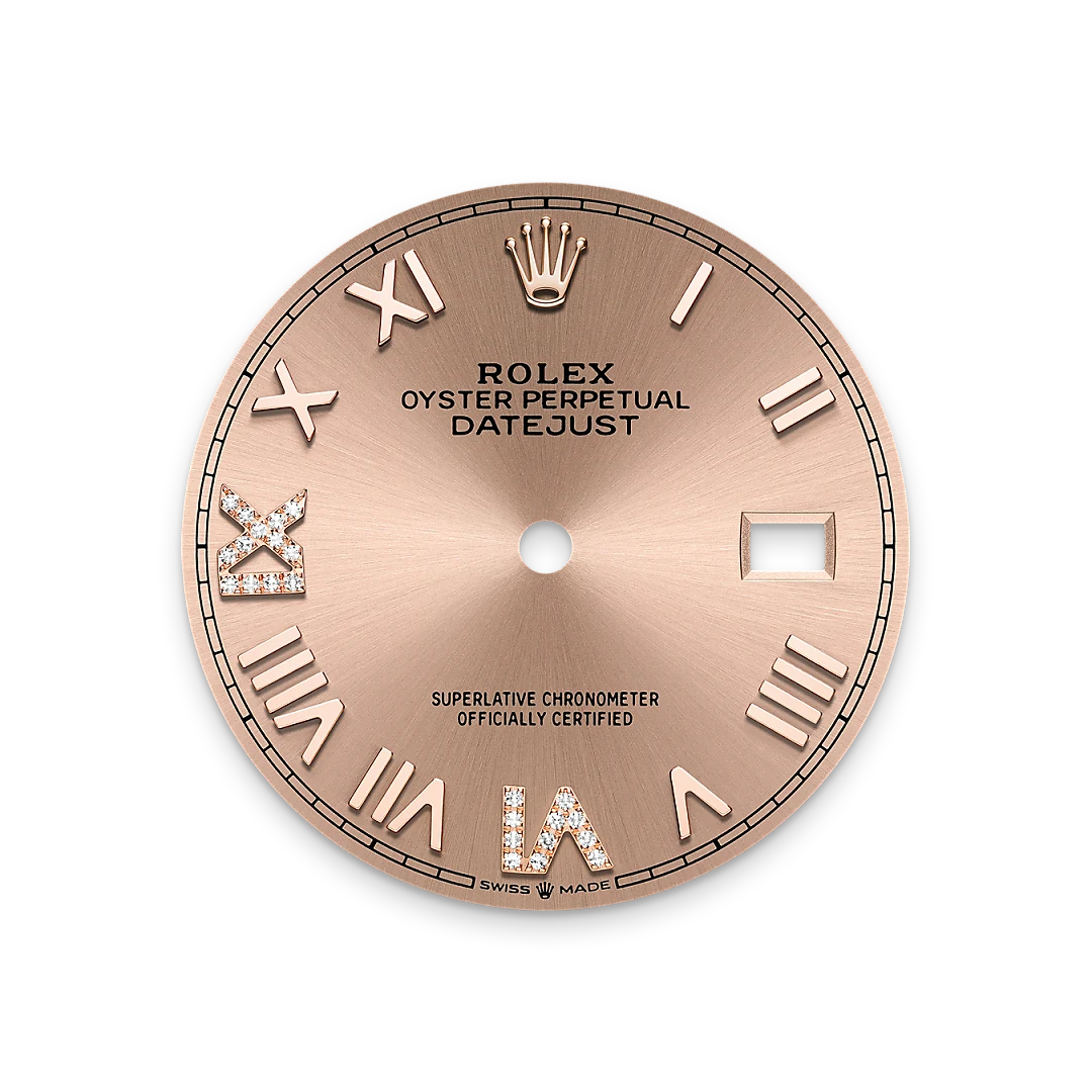 Rolex Datejust 36 in Oystersteel and Everose gold with a Rosé-colour dial with diamonds, fluted bezel, and Oyster bracelet - Crisson
