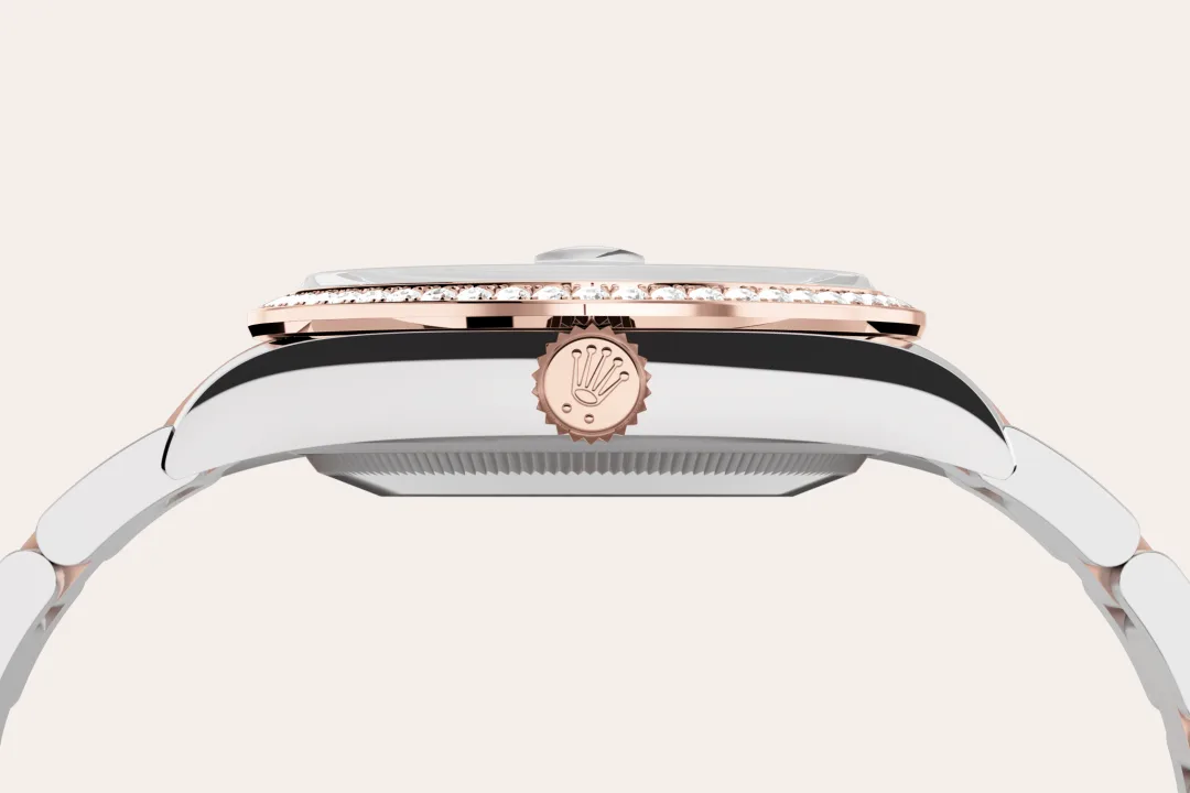 Rolex Datejust 36 in Oystersteel, Everose gold and diamonds with a rosé-colour dial with diamonds, bezel with diamonds, and Oyster bracelet - Crisson