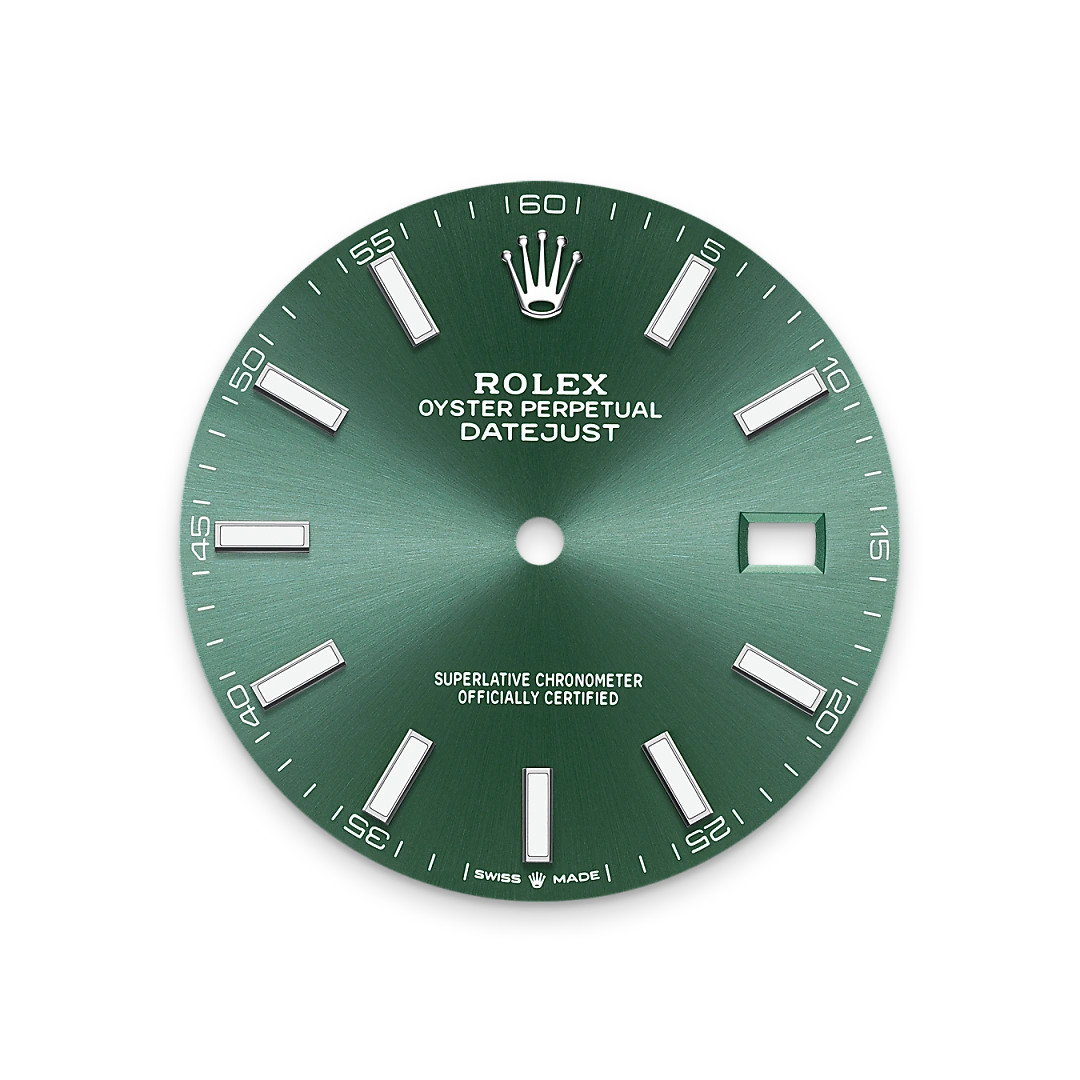 Rolex Datejust 41 in Oystersteel and white gold with a Mint green dial, fluted bezel, and Jubilee bracelet, m126334-0028 - Crisson