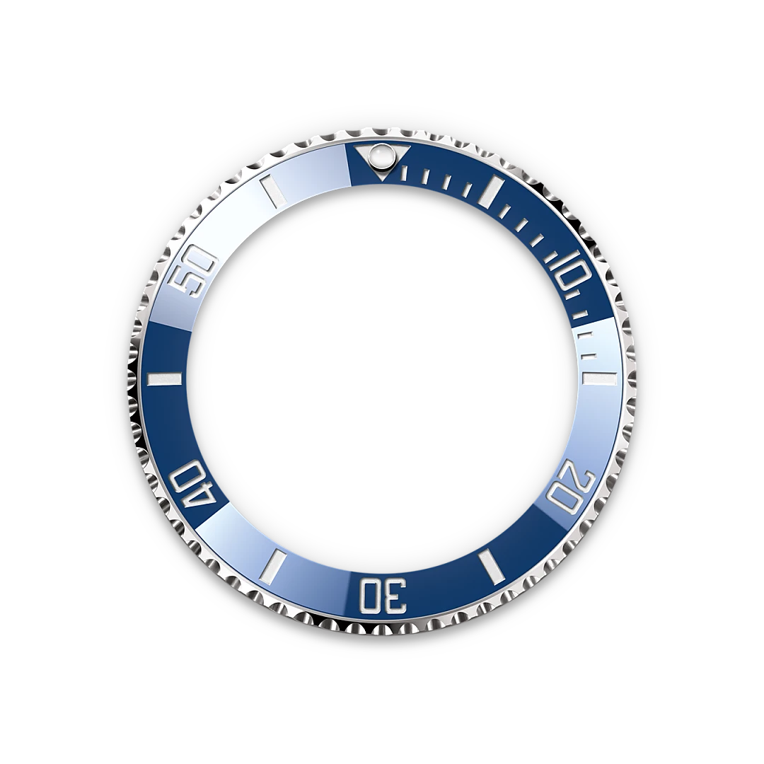 Rolex Submariner Date in white gold with a black dial, blue ceramic and platinum bezel, and Oyster bracelet, m126619lb-0003 - Crisson