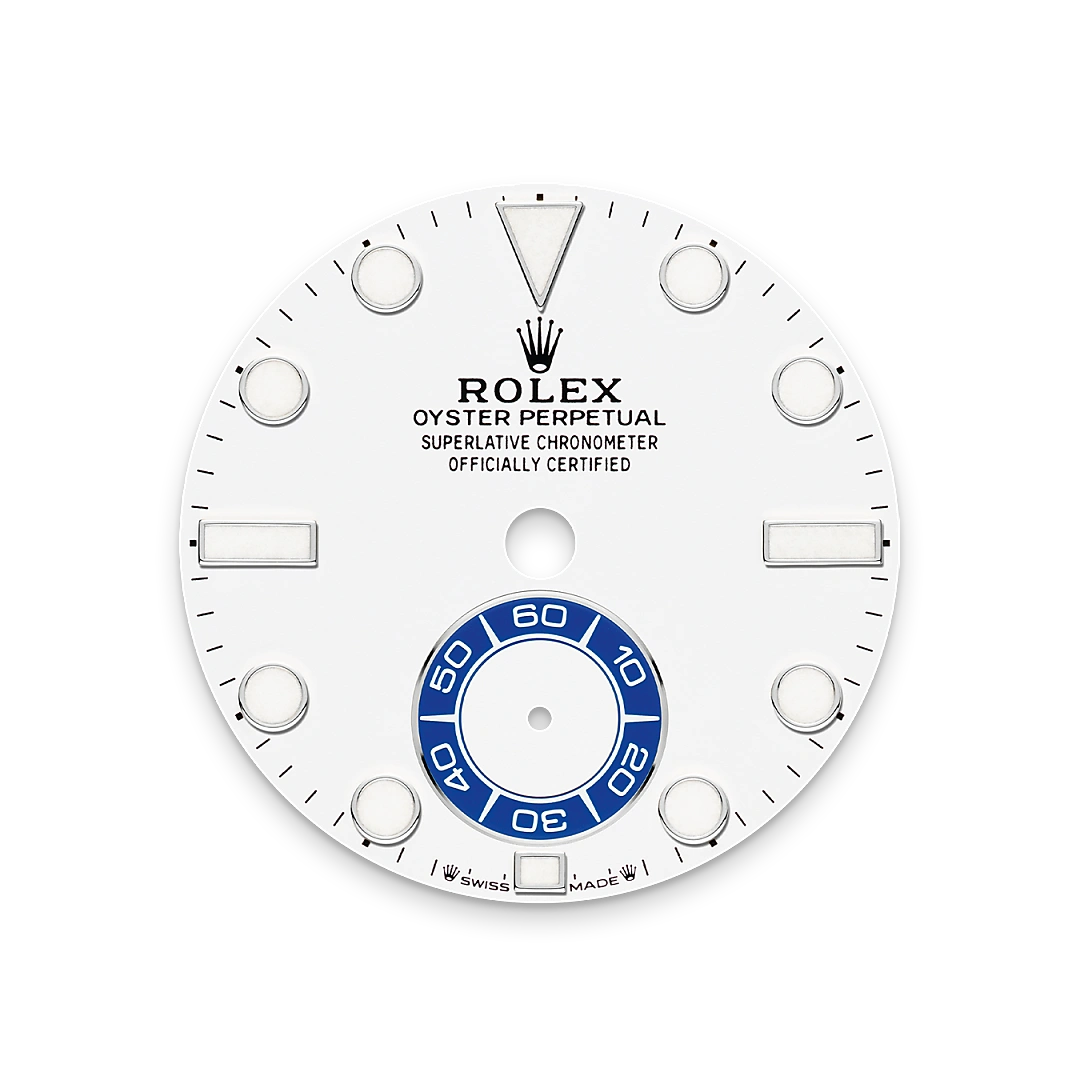 Rolex Yacht-Master II in Oystersteel with a White dial, blue Cerachrom insert in ceramic bezel, and Oyster bracelet, m126680-0001 - Crisson