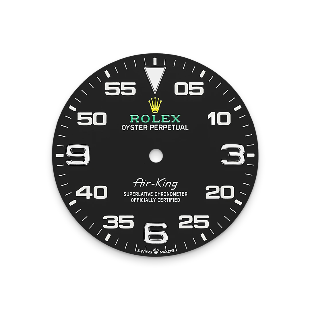 Rolex Air-King in Oystersteel with a black dial, smooth bezel, and Oyster bracelet, m126900-0001 - Crisson