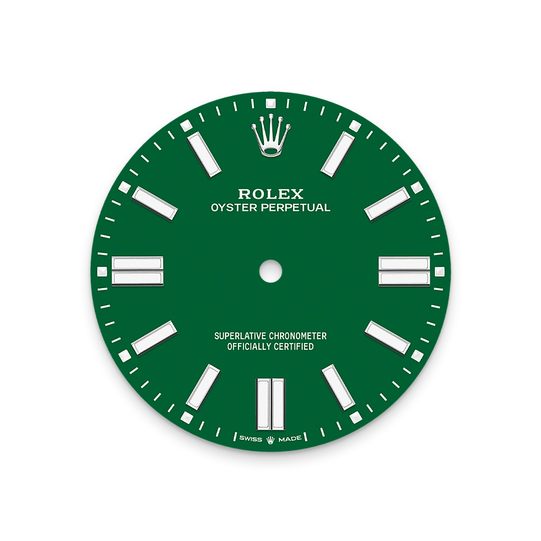 Rolex Oyster Perpetual 41 in Oystersteel with a Green dial, domed bezel, and Oyster bracelet, m134300-0004 - Crisson Rolex Oyster Perpetual 41 in Oystersteel with a Green dial, domed bezel, and Oyster bracelet, m134300-0004 - Crisson