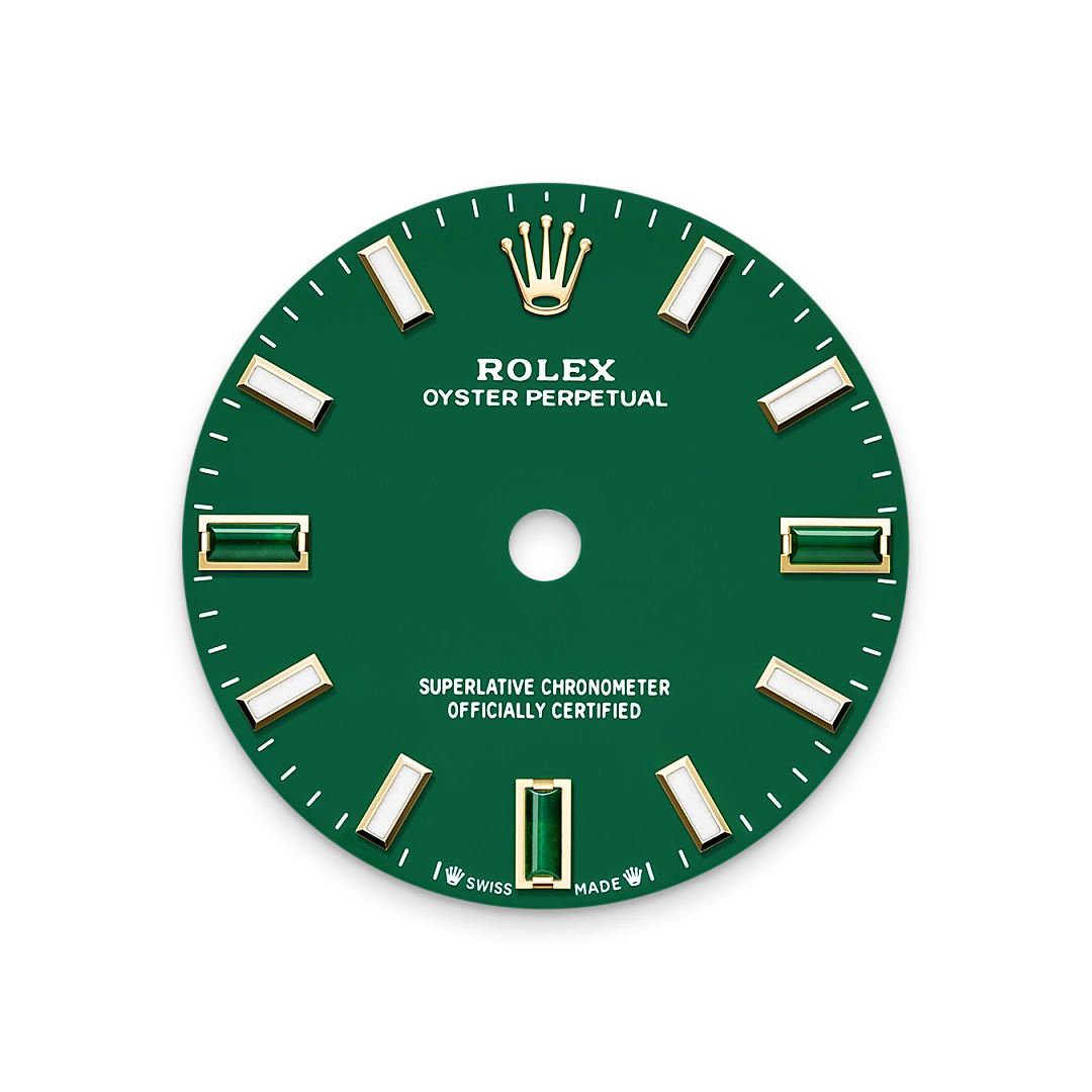 Rolex Oyster Perpetual 28 in yellow gold with a Green stone dial, domed bezel, and Oyster bracelet, m276208-0002 - Crisson Rolex Oyster Perpetual 28 in yellow gold with a Green stone dial, domed bezel, and Oyster bracelet, m276208-0002 - Crisson