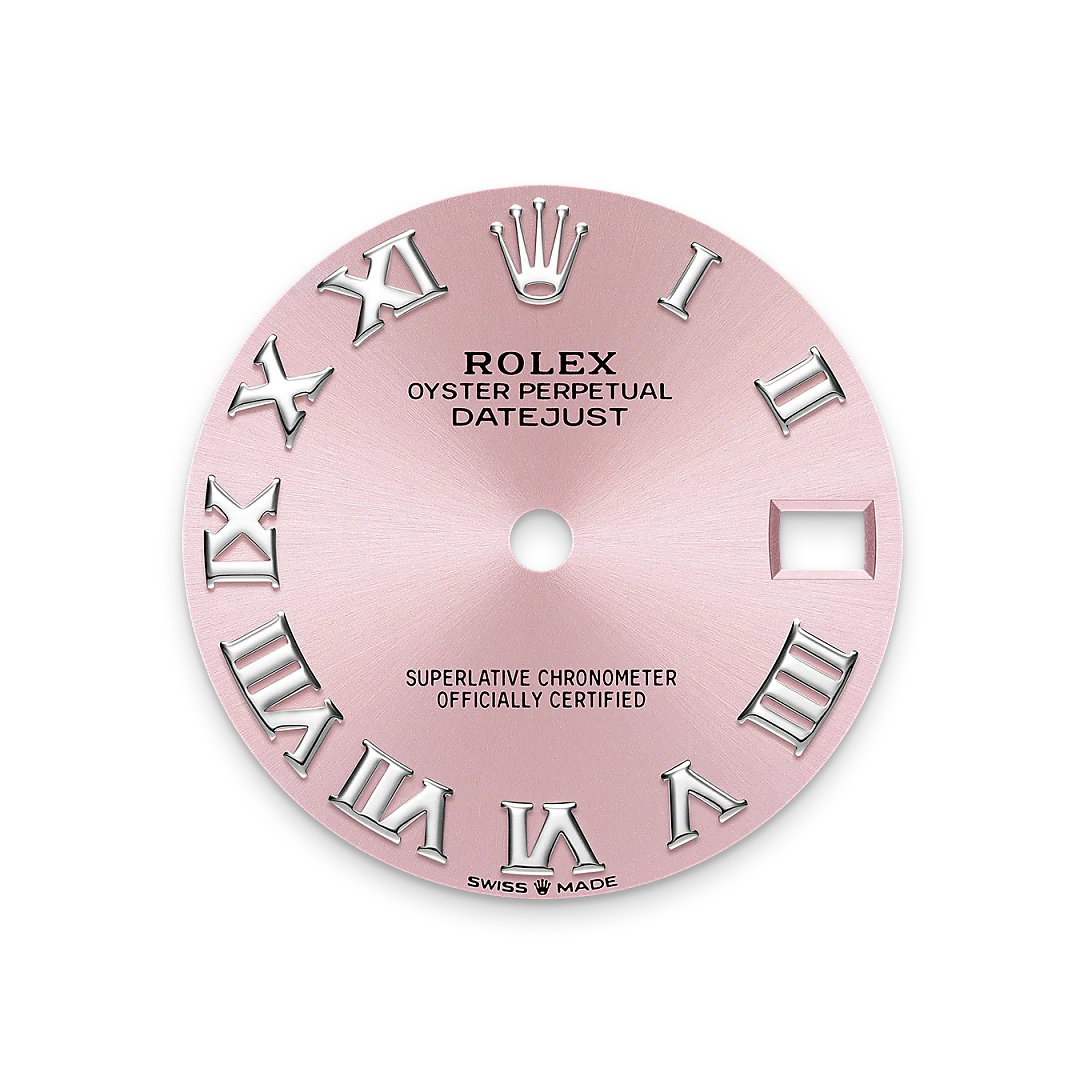 Rolex Datejust 31 in Oystersteel, white gold and diamonds with a pink dial, bezel with diamonds, and Oyster bracelet - Crisson