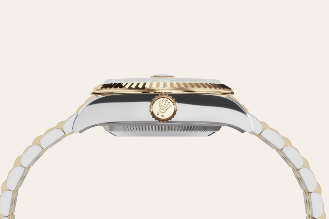 Rolex Lady-Datejust 28 in Oystersteel and yellow gold with a  White dial, fluted bezel, and Jubilee bracelet, m279173-0023 - Crisson