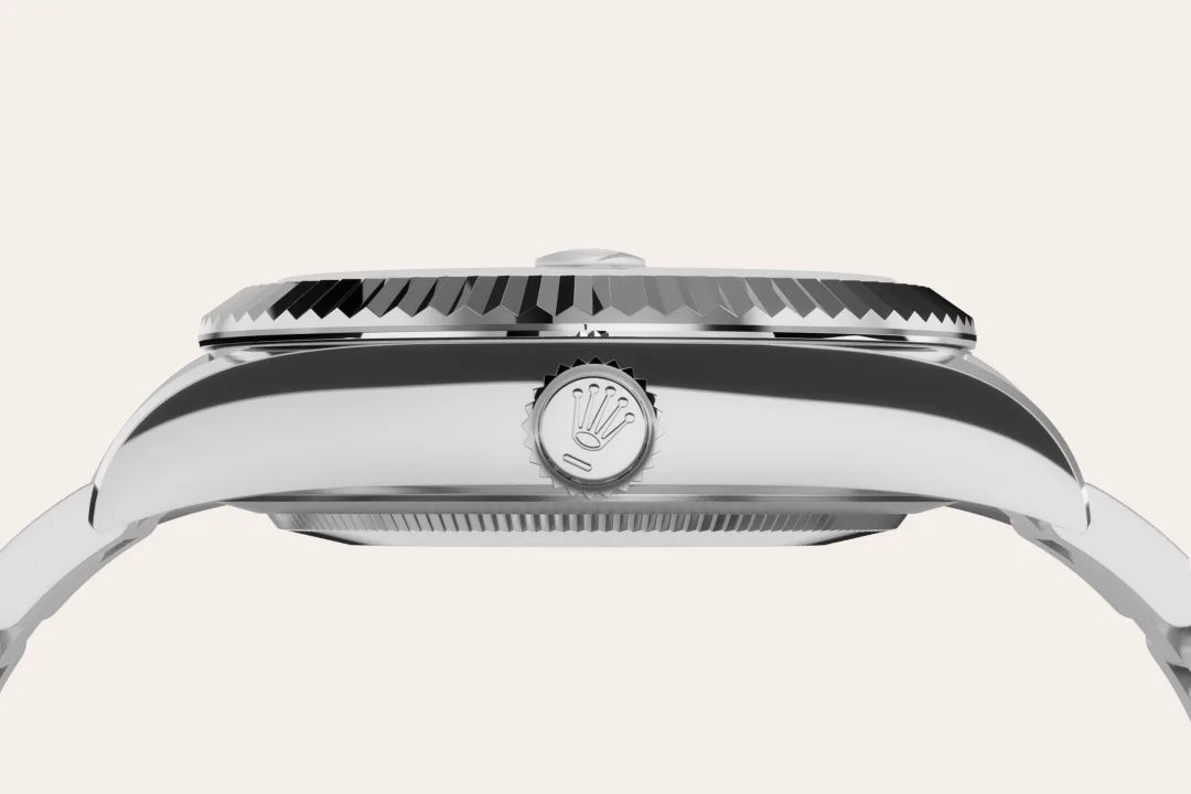 Rolex Sky-Dweller in Oystersteel and white gold with a mint green dial, fluted bezel, and Oyster bracelet, m336934-0001 - Crisson